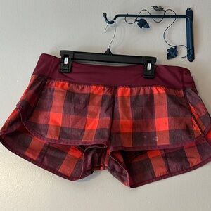 lululemon athletica Red Plaid Women Shorts